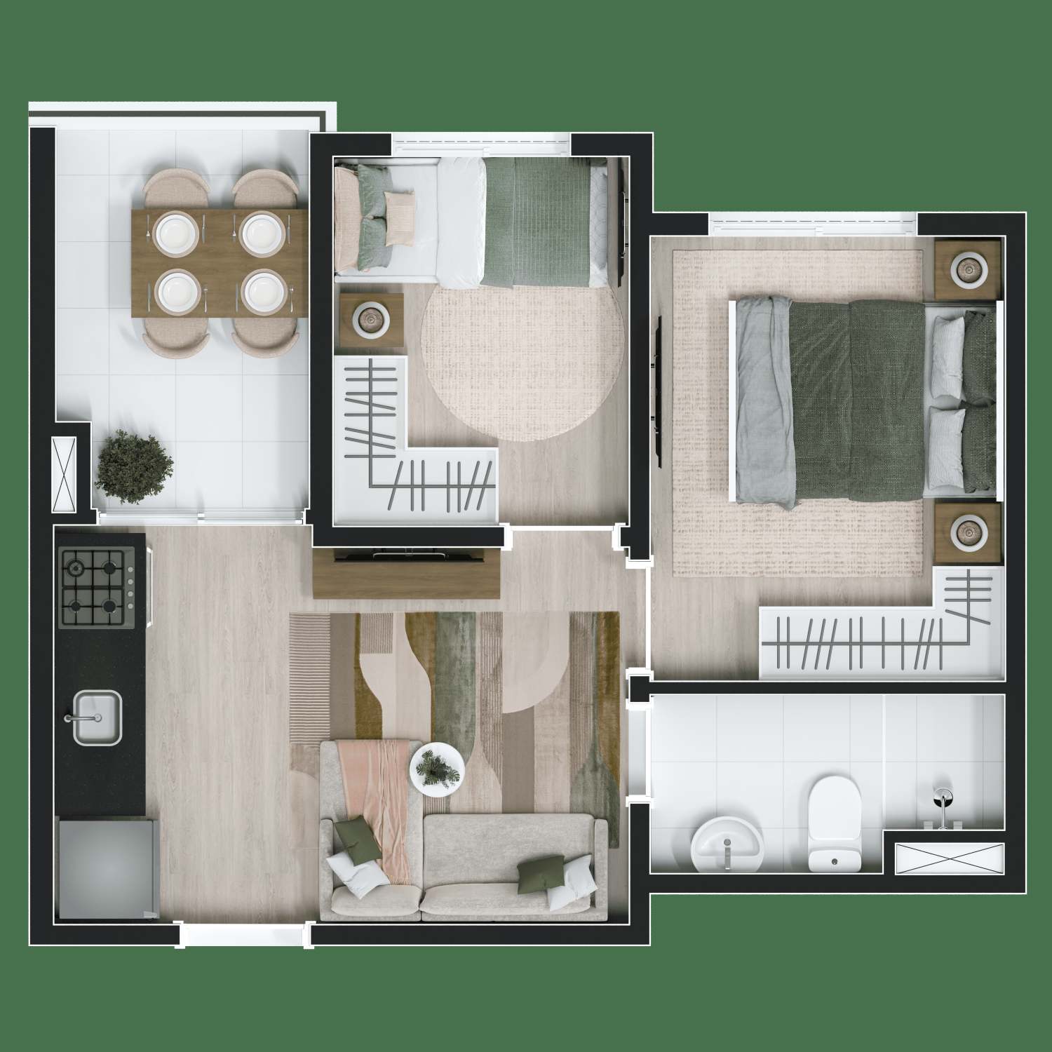 Planta de apartamento planta de 34 m² em Jurubatuba, São Paulo