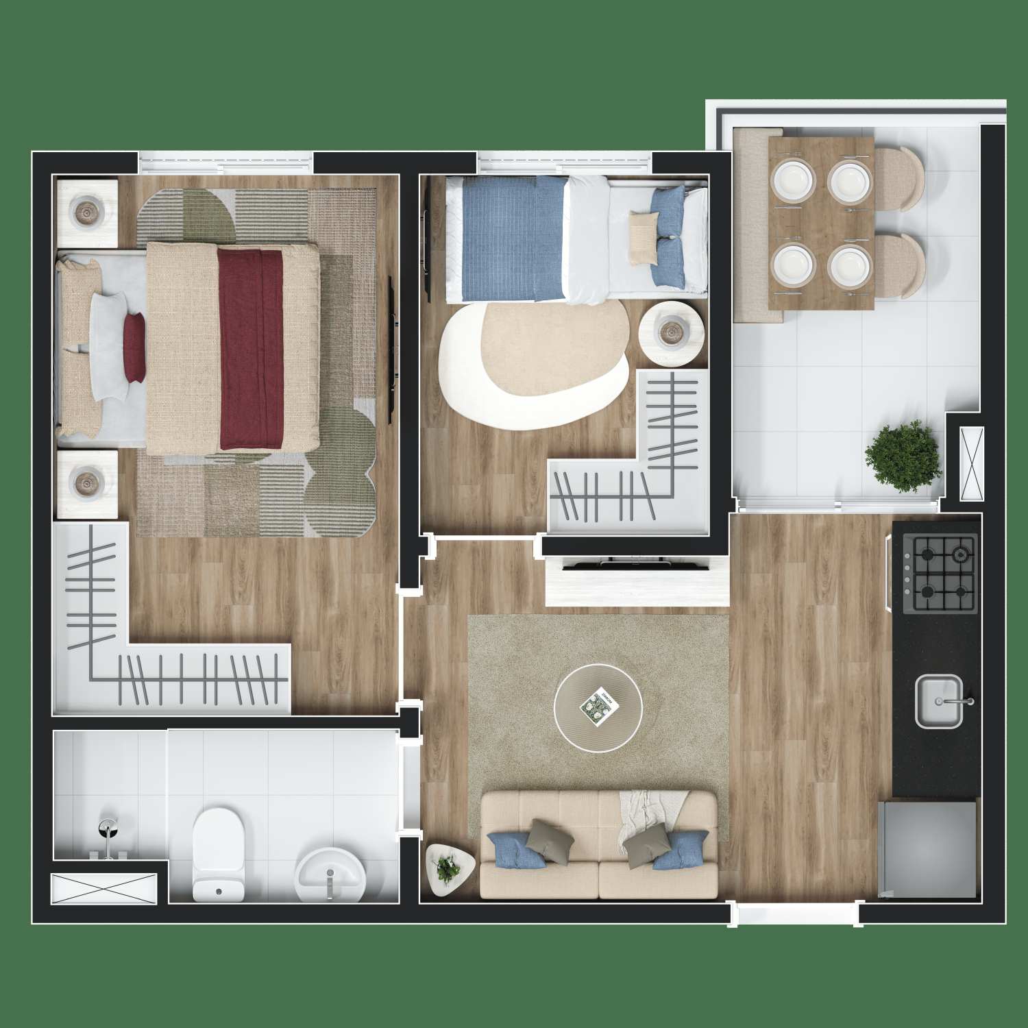 Planta de apartamento planta de 36 m² em Jurubatuba, São Paulo