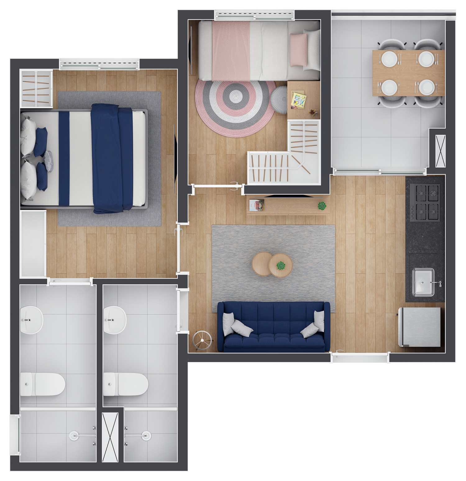 Planta de apartamento planta de 37 m² em Mooca, São Paulo